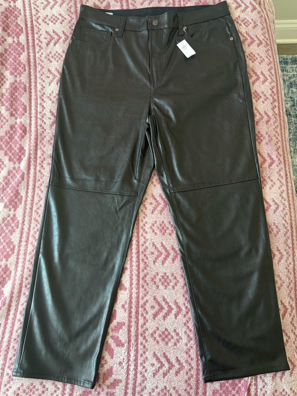 NWT GAP Cheeky Straight Sky High Faux Leather Pants 34/18R